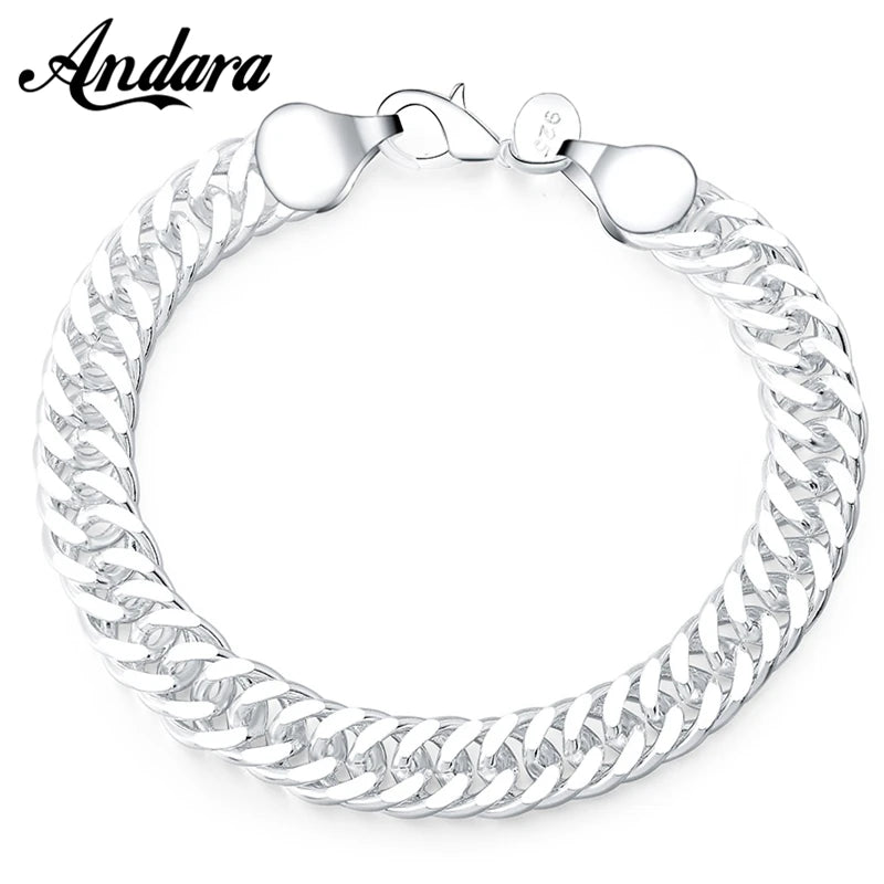 925 Silver Cuban Bracelet Men Women Jewelry Gift