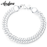 925 Silver Cuban Bracelet Men Women Jewelry Gift