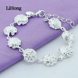925 Silver Bracelet Delicate Rose Flower Girl Silver Bracelet Charm Jewelry