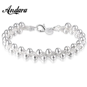 925 Silver Bead Bracelet Bangle for Women Jewelry Gift