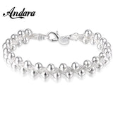 925 Silver Bead Bracelet Bangle for Women Jewelry Gift