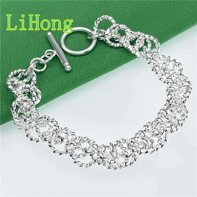 925 Silver Double Wave Bracelet for Women & Men
