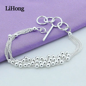 925 Silver Light Bead Bracelet Charm Jewelry Wedding Gift