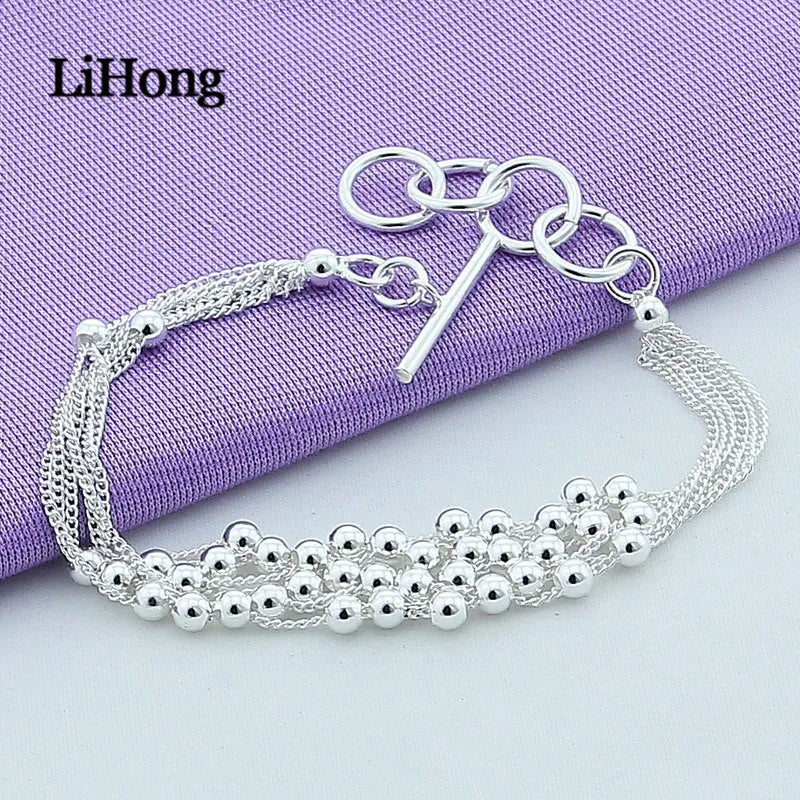 925 Silver Light Bead Bracelet Charm Jewelry Wedding Gift