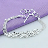 925 Silver Light Bead Bracelet Charm Jewelry Wedding Gift