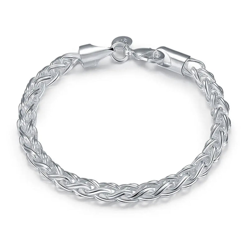 925 Silver Fishbone Bracelet Women Men's Gift