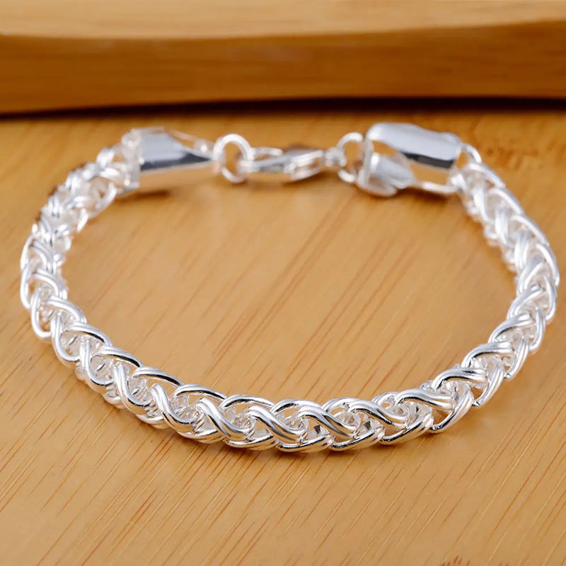 925 Silver Fishbone Bracelet Woman & Men's Jewelry Gift