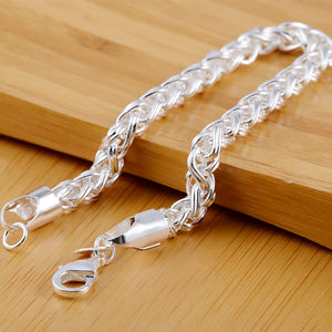 925 Silver Fishbone Bracelet Woman & Men's Jewelry Gift