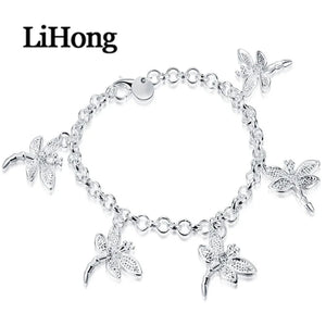 925 Silver Dragonfly Bracelet Women Wedding Jewelry