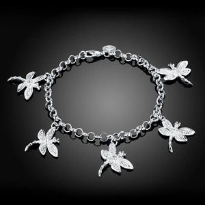 925 Silver Dragonfly Bracelet Women Wedding Jewelry