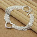 925 Silver Bracelet Four-Leaf Clover Heart Snake Bone Bracelet
