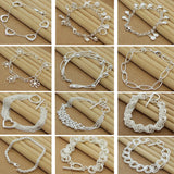 925 Silver Bracelet Four-Leaf Clover Heart Snake Bone Bracelet