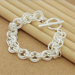 925 Silver Bracelet Four-Leaf Clover Heart Snake Bone Bracelet