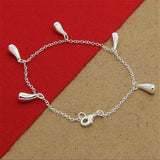 925 Silver 5 Drop Pendant Bracelet Women Charm Jewelry