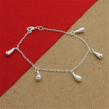 925 Silver 5 Drop Pendant Bracelet Women Charm Jewelry