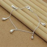 925 Silver 5 Drop Pendant Bracelet Women Charm Jewelry