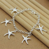 925 Silver Bracelet with 5 Starfish Pendants for Women