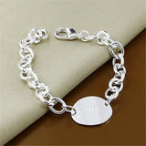925 Silver Heart Lock Bracelet Lobster Clasp Gift