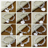 925 Silver Heart Lock Bracelet Lobster Clasp Gift