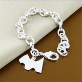 925 Silver Heart Lock Bracelet Lobster Clasp Gift