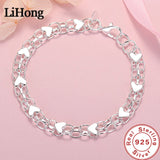 925 Silver Heart Bracelet Women Engagement Jewelry