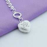 925 Silver Heart Bracelet Zircon Inlaid Charm Jewelry Gift