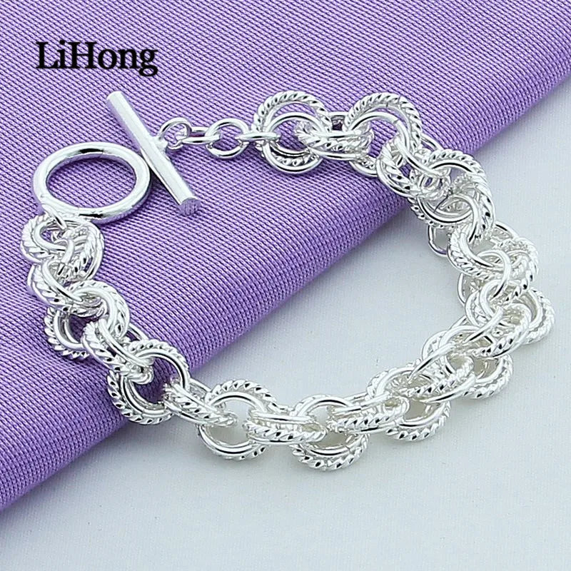 925 Sterling Silver Interlocking Bracelet Charm Jewelry