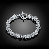 925 Silver Link Chain Buckle Bracelet Charm Wedding Jewelry