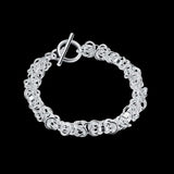925 Silver Link Chain Buckle Bracelet Charm Wedding Jewelry
