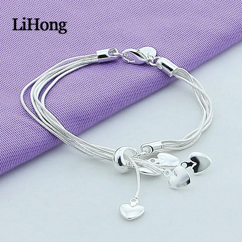 925 Silver Love Snake Bone Bracelet Charm Jewelry Wedding Gift