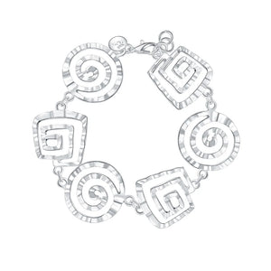 925 Sterling Silver Square Bracelet Woman Charm Jewelry