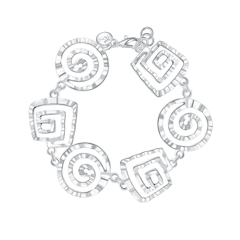 925 Sterling Silver Square Bracelet Woman Charm Jewelry