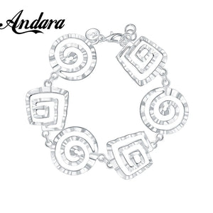 925 Sterling Silver Square Bracelet Woman Charm Jewelry