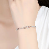 925 Silver Bracelet Purple Zircon Heart Charm Bracelet Jewelry Gift