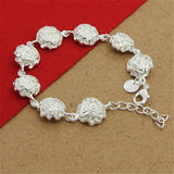 925 Silver Rose Flower Bracelet for Women Charm Jewelry Gift