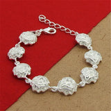 925 Silver Rose Flower Bracelet for Women Charm Jewelry Gift