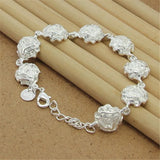 925 Silver Rose Flower Bracelet for Women Charm Jewelry Gift