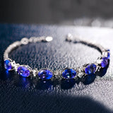 925 Silver Bracelet Sapphire Women Wedding Jewelry Gift