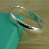 925 Silver Bracelet Glossy Open Bangle Jewelry Gift