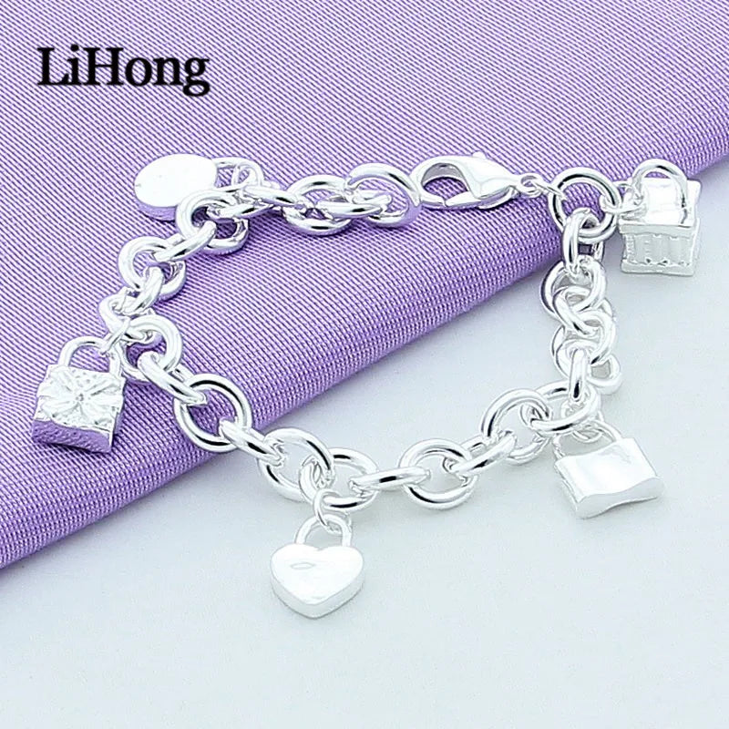 925 Sterling Silver Bracelet Starfish Pendant Charm Jewelry Wedding Gift