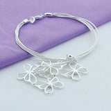 925 Silver Three Butterfly Snake Bone Bracelet