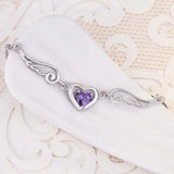 Sterling Silver Zircon Crystal Angel Heart Bracelet for Women