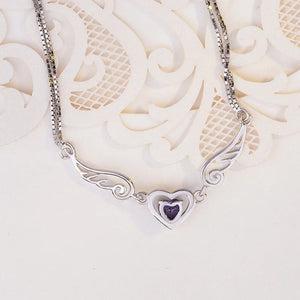 Sterling Silver Zircon Crystal Angel Heart Bracelet for Women