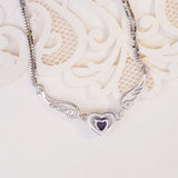 Sterling Silver Zircon Crystal Angel Heart Bracelet for Women