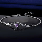 Sterling Silver Zircon Crystal Angel Heart Bracelet for Women