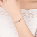 Sterling Silver Zircon Crystal Angel Heart Bracelet for Women