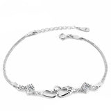 925 Silver Zircon Heart Bracelet Charm Jewelry Gift