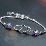 925 Silver Zircon Heart Bracelet Charm Jewelry Gift