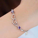 925 Silver Zircon Heart Bracelet Charm Jewelry Gift