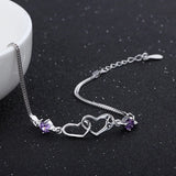 925 Silver Zircon Heart Bracelet Charm Jewelry Gift